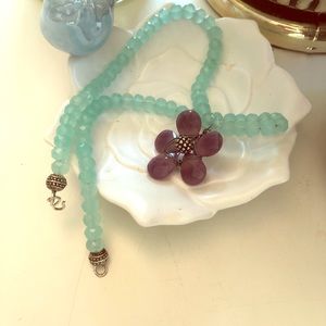 Aquamarine and amethyst stone necklace